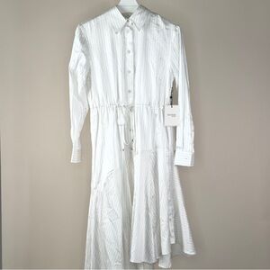 NWT Mayson The Label White Pinstripe Asymmetrical Shirt Dress Sz 6